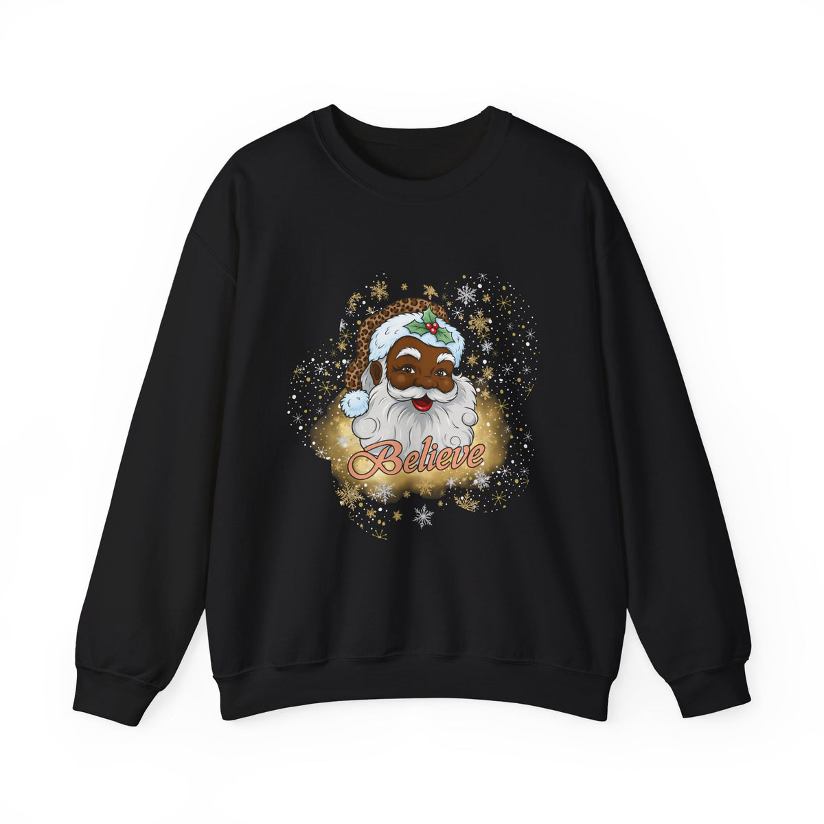 Black Santa Believe Christmas Sweatshirt