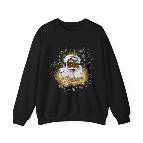Black Santa Believe Christmas Sweatshirt
