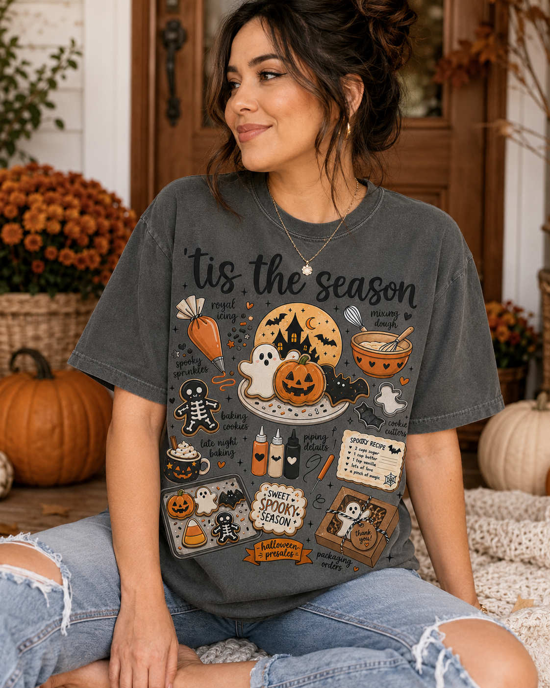 Halloween Baking Shirt Comfort Colors Tee Spooky Cookie Baker Gift Tis the Season Fall Graphic T Shirt