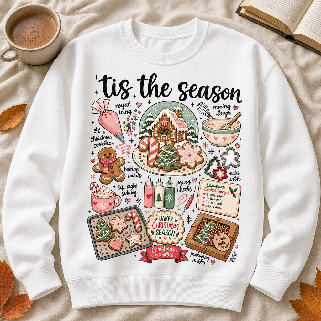 Christmas Cookie Baker Sweatshirt, Unisex Crewneck for Decorators, Three Design Options