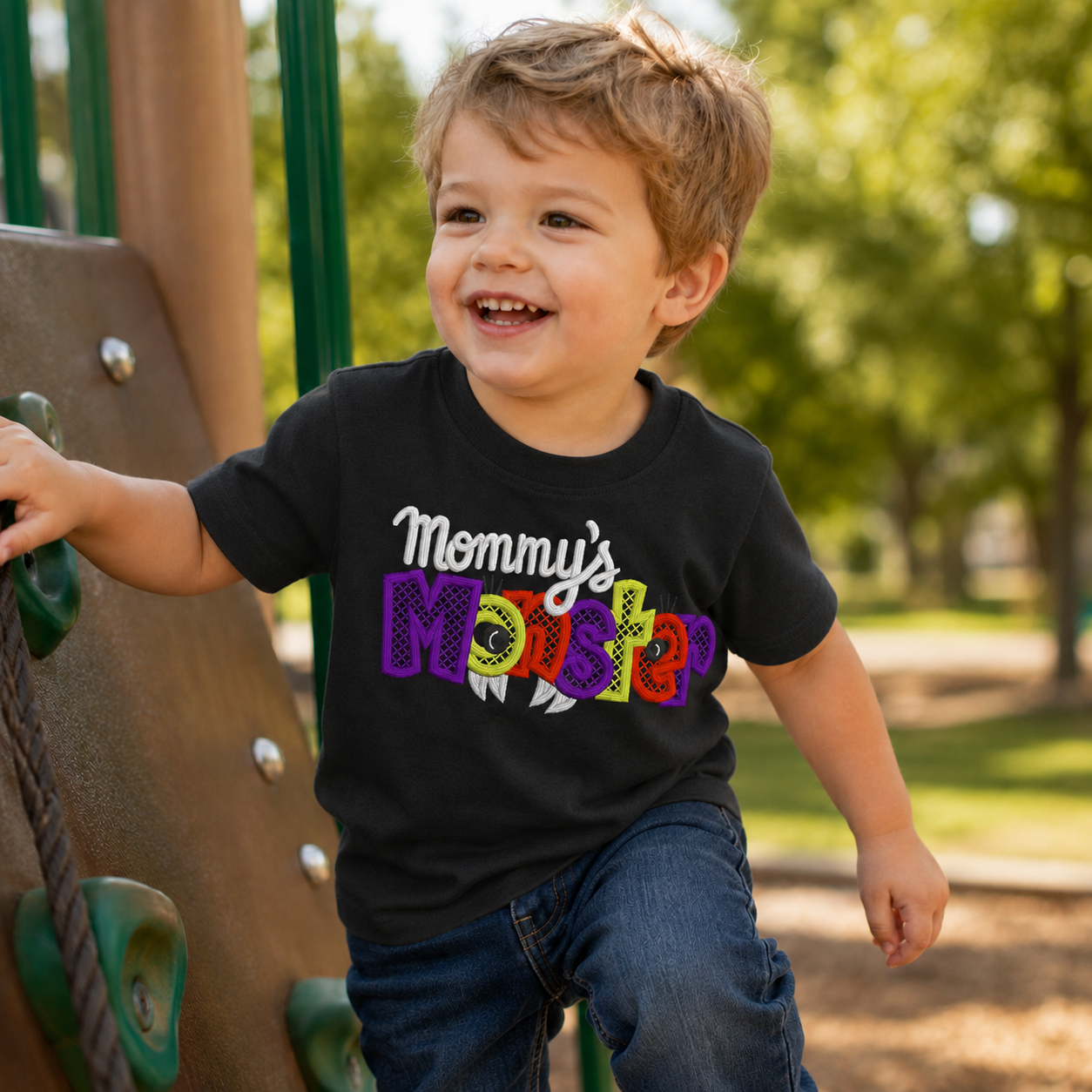 Mommy's Monster Embroidered Toddler T-Shirt