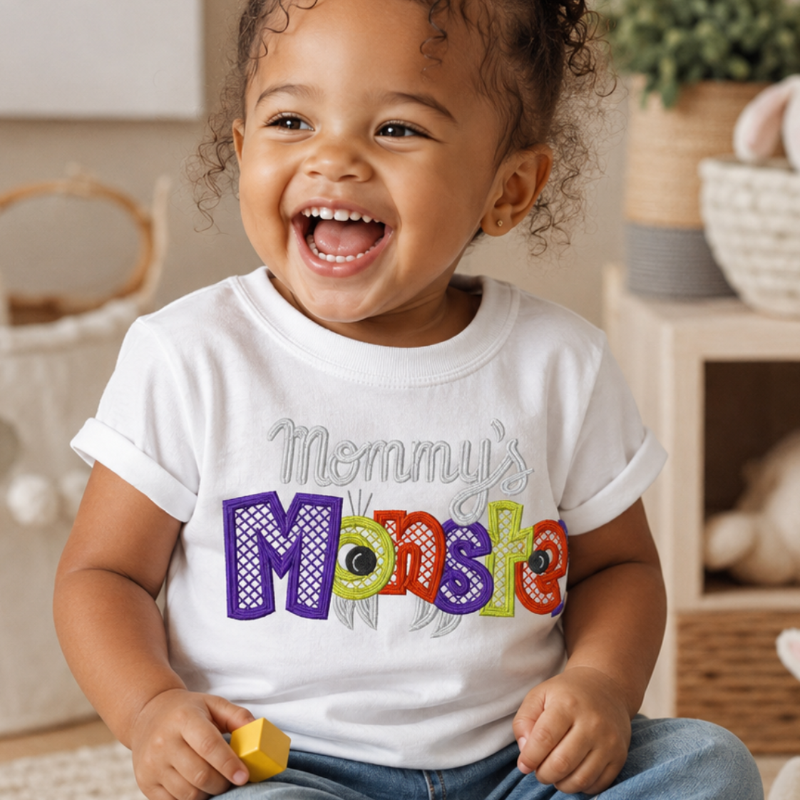 Mommy's Monster Embroidered Toddler T-Shirt