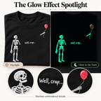 Well, Crap Glow-in-the-Dark Embroidered Skeleton T-Shirt — Heavyweight Unisex Tee