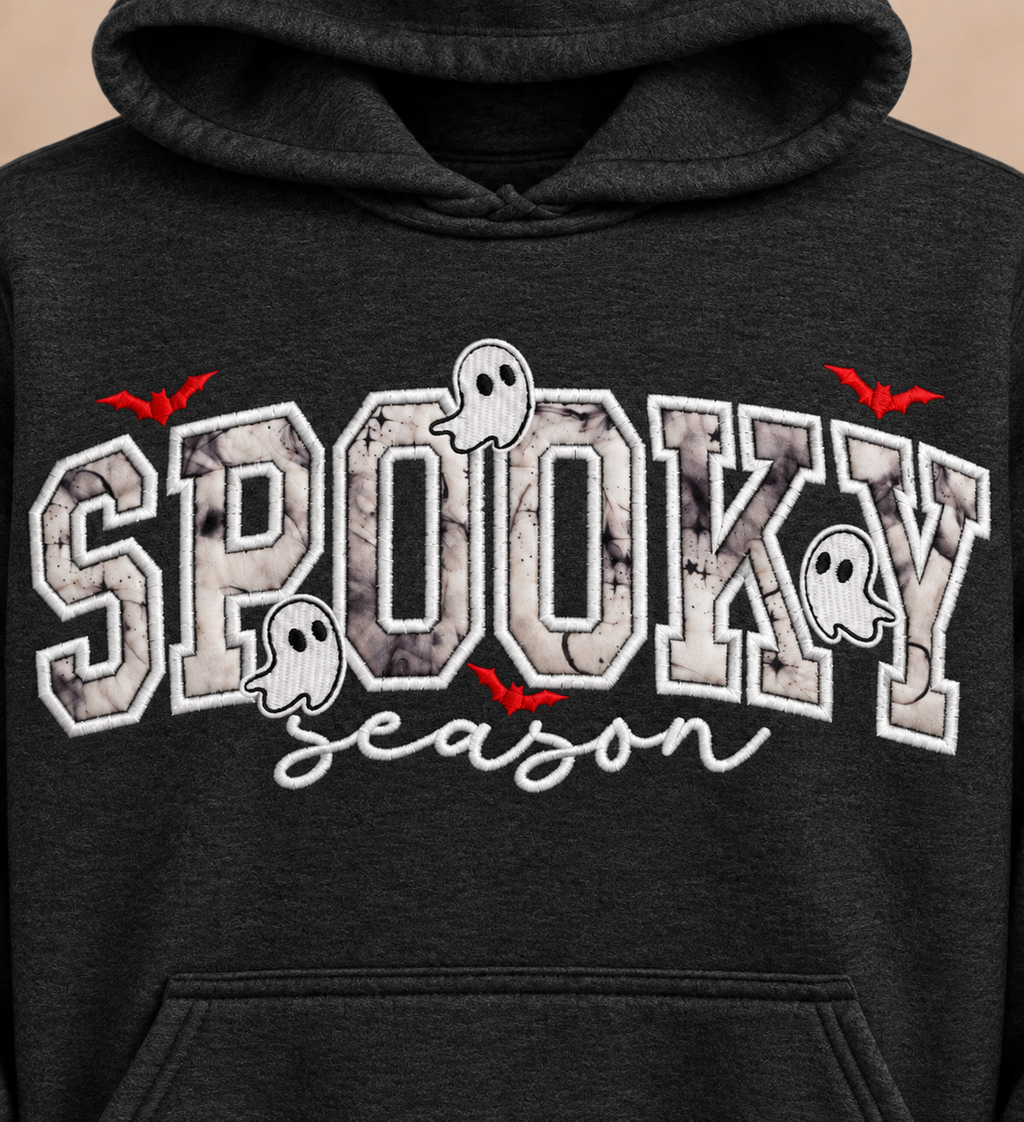 Spooky Season Glow-in-the-Dark Embroidered Appliqué Hoodie