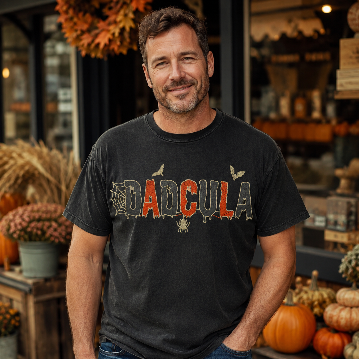 Dadcula Glow-in-the-Dark Embroidered Halloween Tee