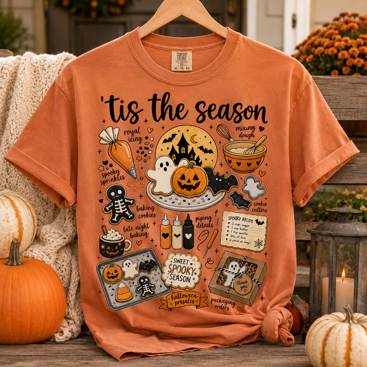 Halloween Baking Shirt Comfort Colors Tee Spooky Cookie Baker Gift Tis the Season Fall Graphic T Shirt