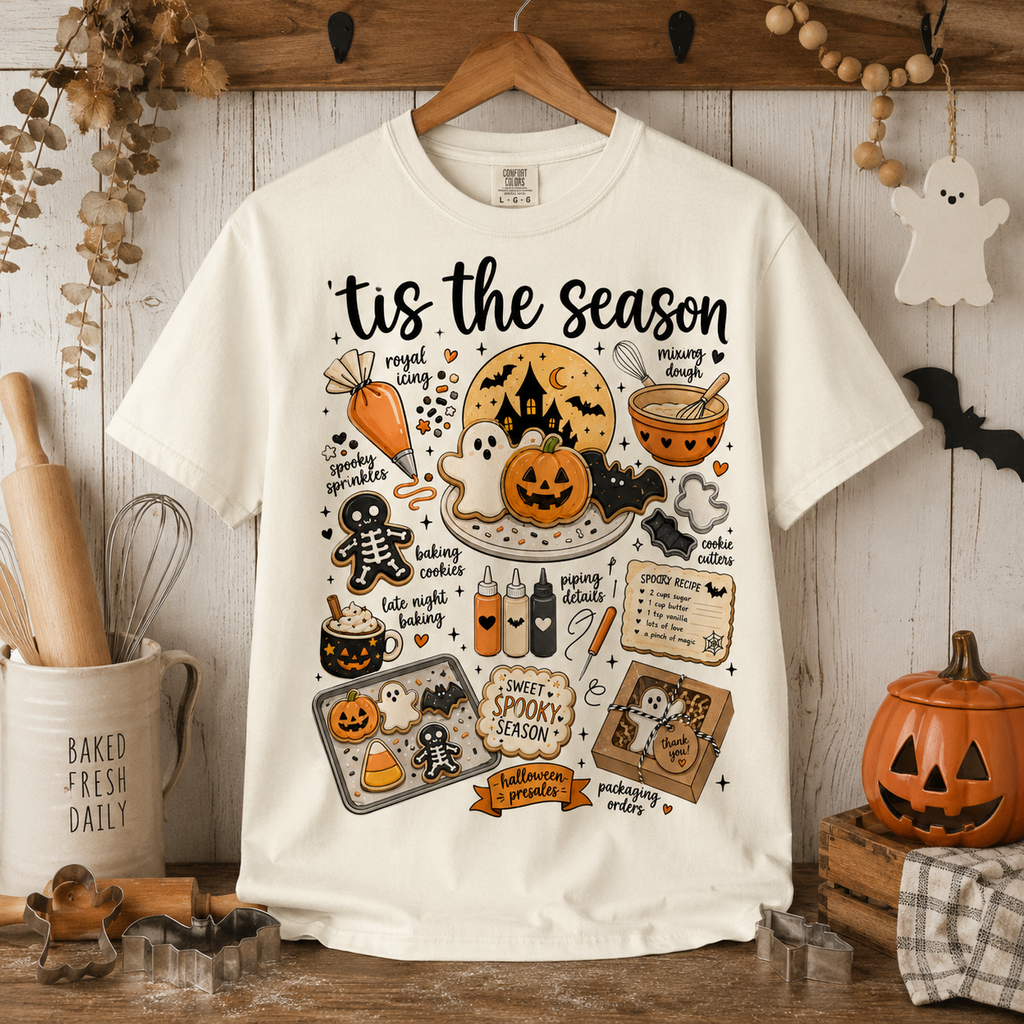 Halloween Baking Shirt Comfort Colors Tee Spooky Cookie Baker Gift Tis the Season Fall Graphic T Shirt