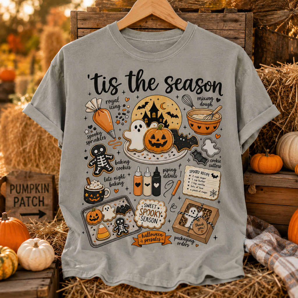 Halloween Baking Shirt Comfort Colors Tee Spooky Cookie Baker Gift Tis the Season Fall Graphic T Shirt