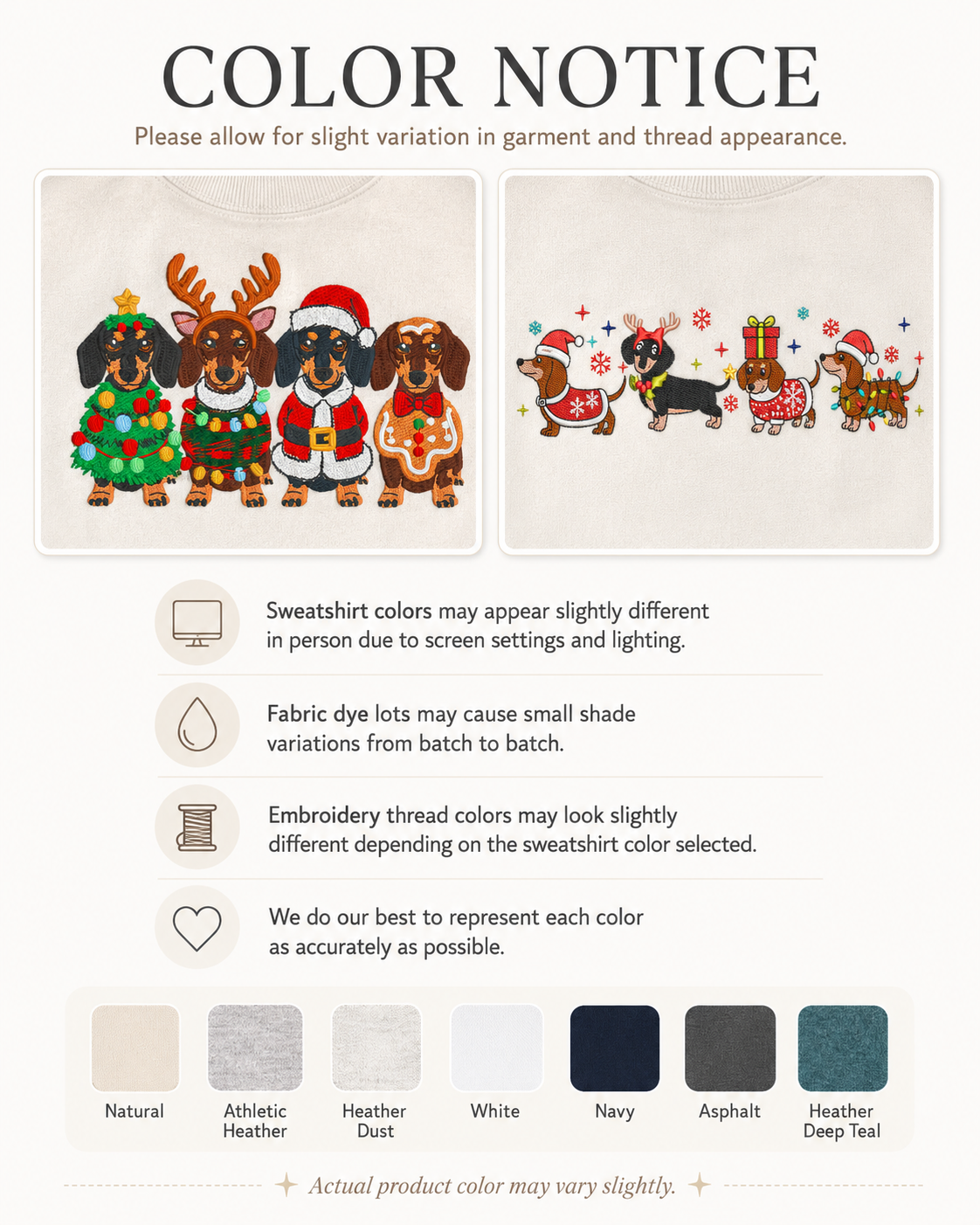 Embroidered Dachshund Christmas Sweatshirt Bella+Canvas
