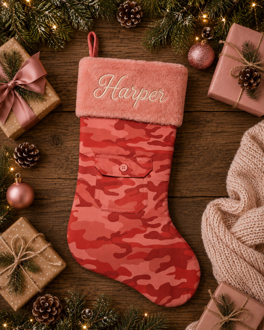 Personalized Embroidery Camo Christmas Stocking