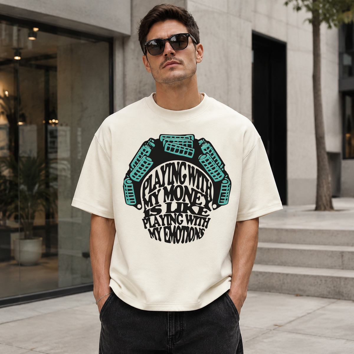 Bone Playing With My Money heavyweight graphic T-shirt mockup